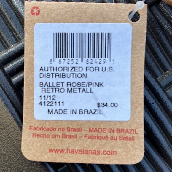 Havaianas, pink jungle design with rose gold straps and logo, new - Picture 4 of 6